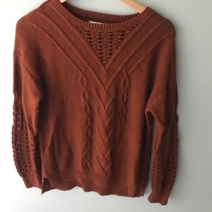 Lucky Brand brown cable knit sweater